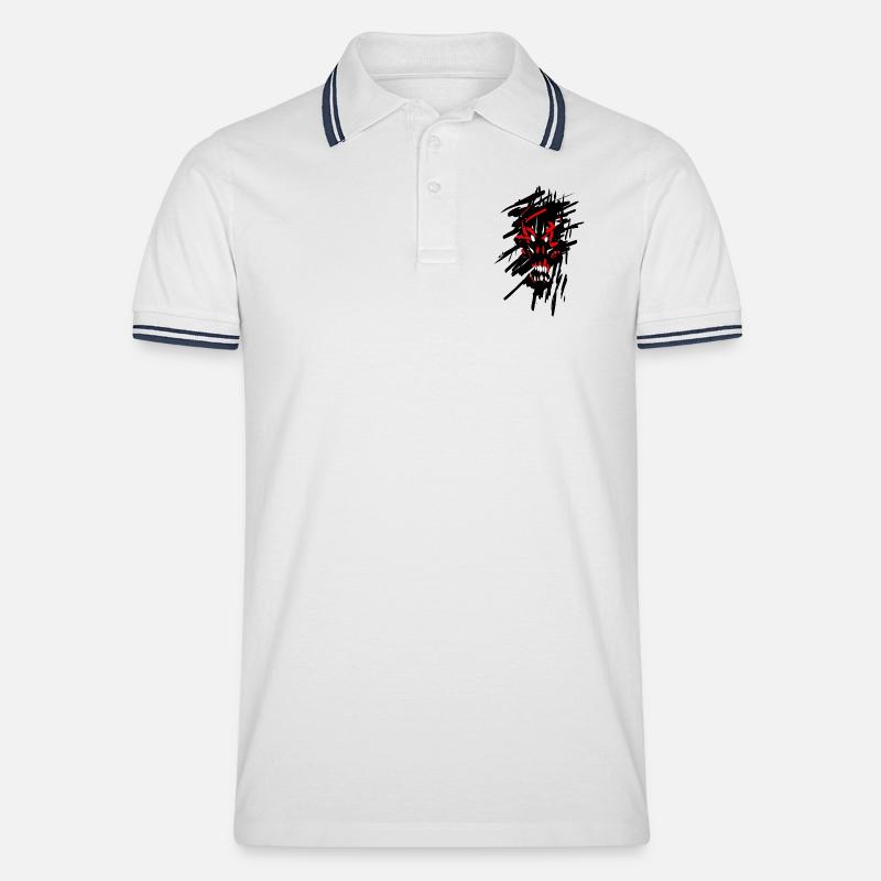 Teufel Horror Graffiti - Männer Tipped Poloshirt - Weiß/Navy