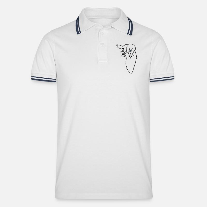 Verlobungs-Ehering-Hand - Männer Tipped Poloshirt - Weiß/Navy
