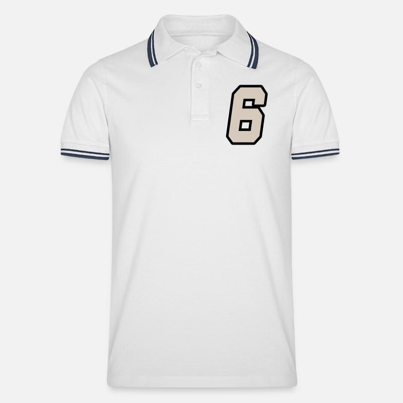 Nummer sechs - Männer Tipped Poloshirt - Weiß/Navy