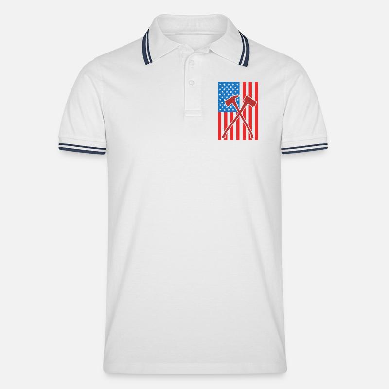 Brandbekämpfung USA Flagge - Männer Tipped Poloshirt - Weiß/Navy
