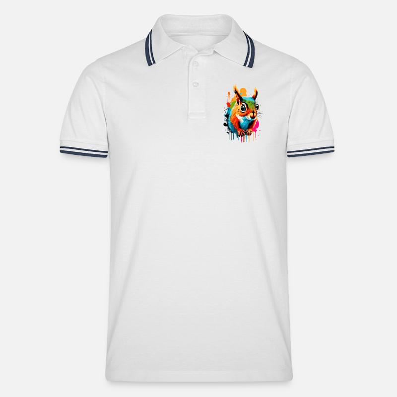 Eichhörnchen Sciurus - Squirrel Farbenfroh - Männer Tipped Poloshirt - Weiß/Navy