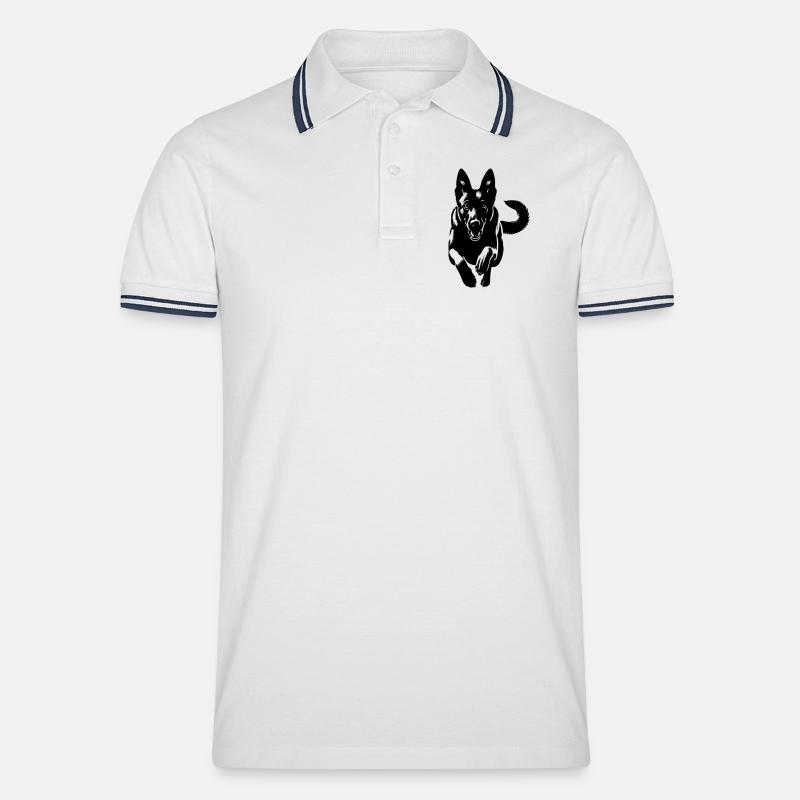 Malinois - Männer Tipped Poloshirt - Weiß/Navy