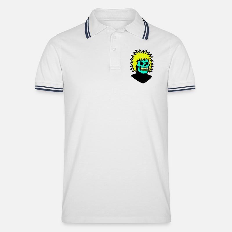 Skullman mit cooler Frisur - Männer Tipped Poloshirt - Weiß/Navy