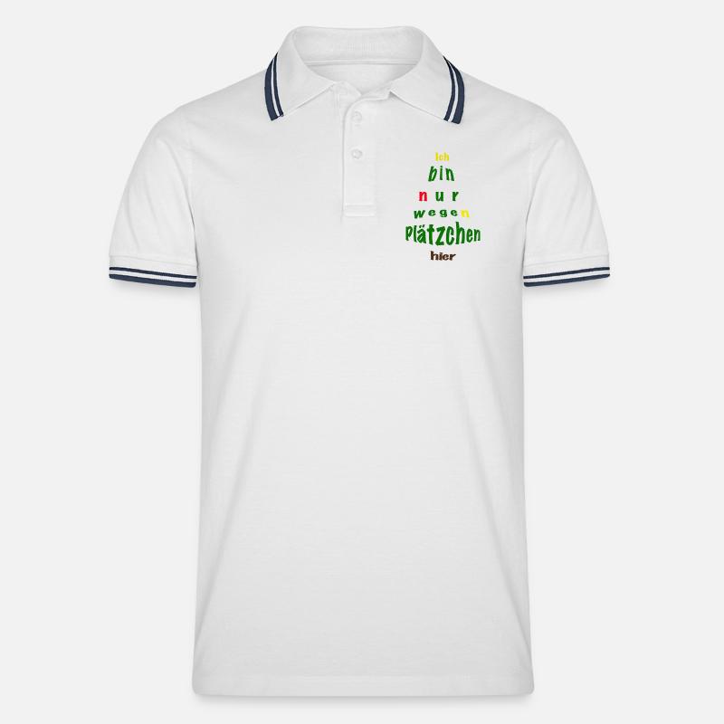 Ich bin nur wegen Plätzchen hier - Männer Tipped Poloshirt - Weiß/Navy
