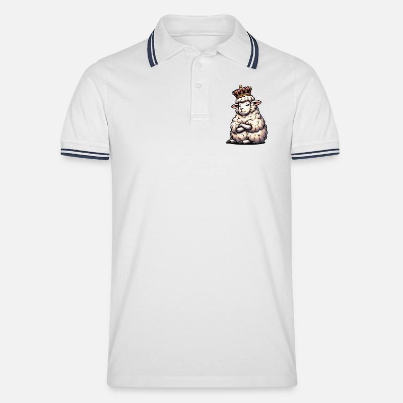 Schaf Schafe Schäfer Schafhalter Schafbock - Männer Tipped Poloshirt - Weiß/Navy