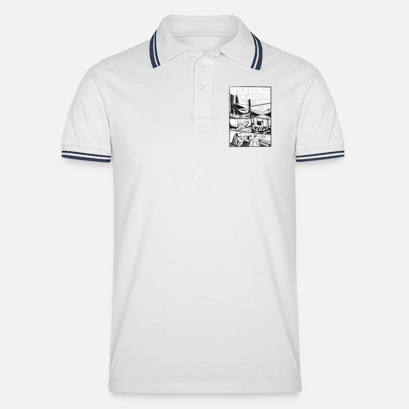Wild Genug Camping Abenteuer - Männer Tipped Poloshirt - Weiß/Navy