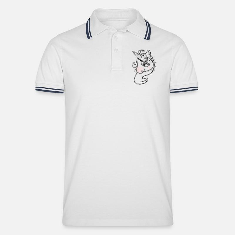 Totes Uni Grau - Männer Tipped Poloshirt - Weiß/Navy