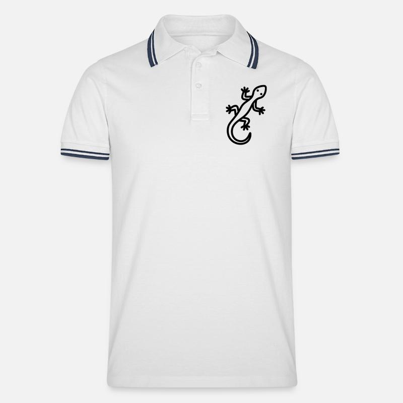 Eidechse - Männer Tipped Poloshirt - Weiß/Navy