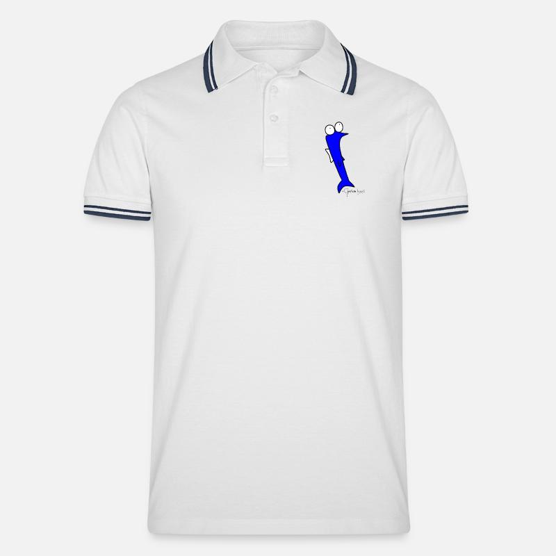 Plötzfisch - Piscis Rutilus - Männer Tipped Poloshirt - Weiß/Navy