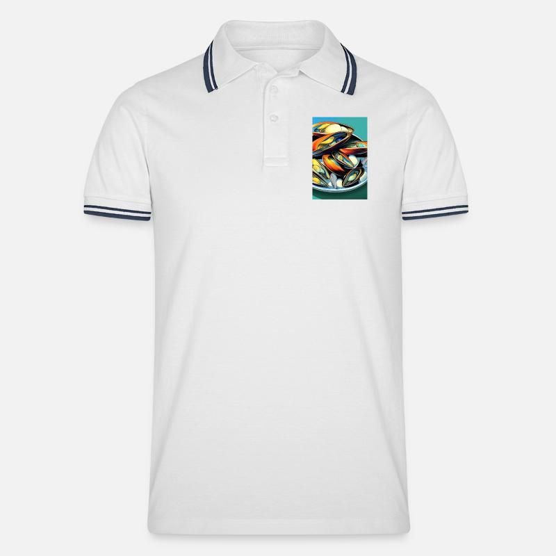 Muscheln - Männer Tipped Poloshirt - Weiß/Navy