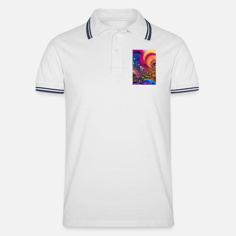 Abstrakte Kunst - Männer Tipped Poloshirt - Weiß/Navy