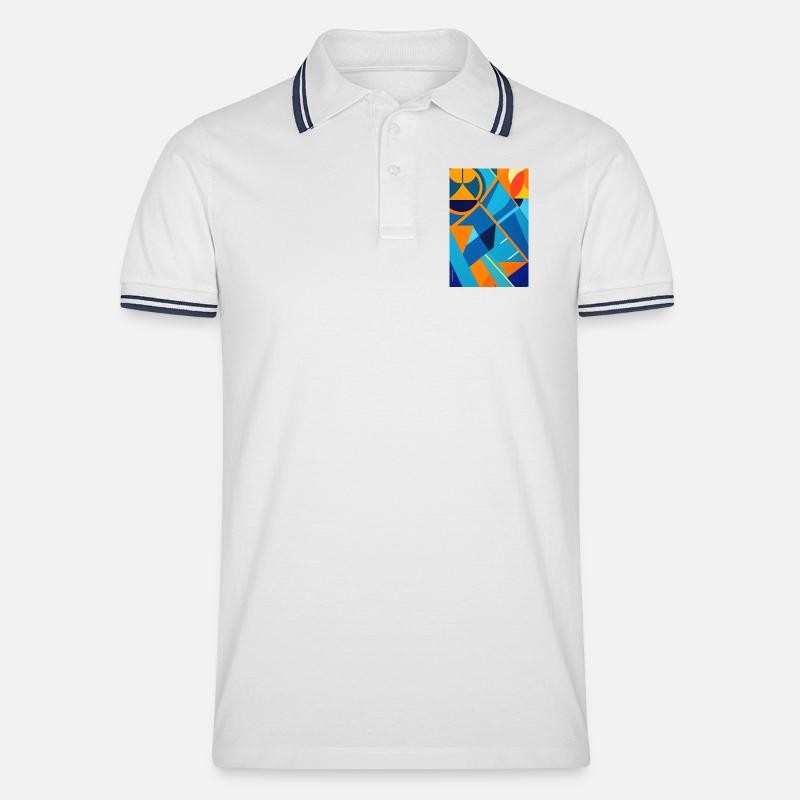 Abstrakte Kunst - Männer Tipped Poloshirt - Weiß/Navy