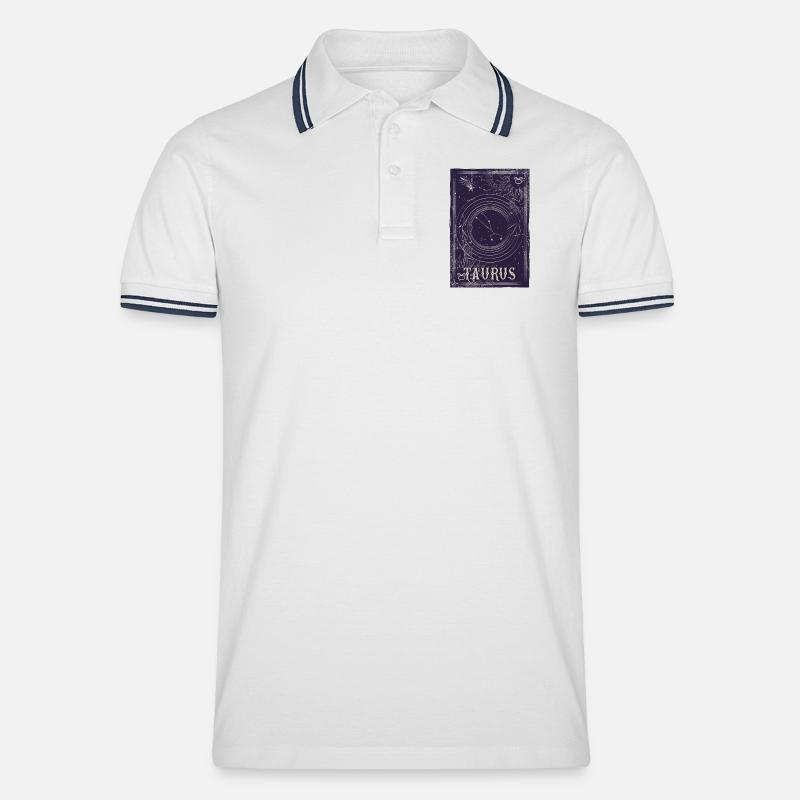 Taurus Sternbild Orbit Design - Männer Tipped Poloshirt - Weiß/Navy