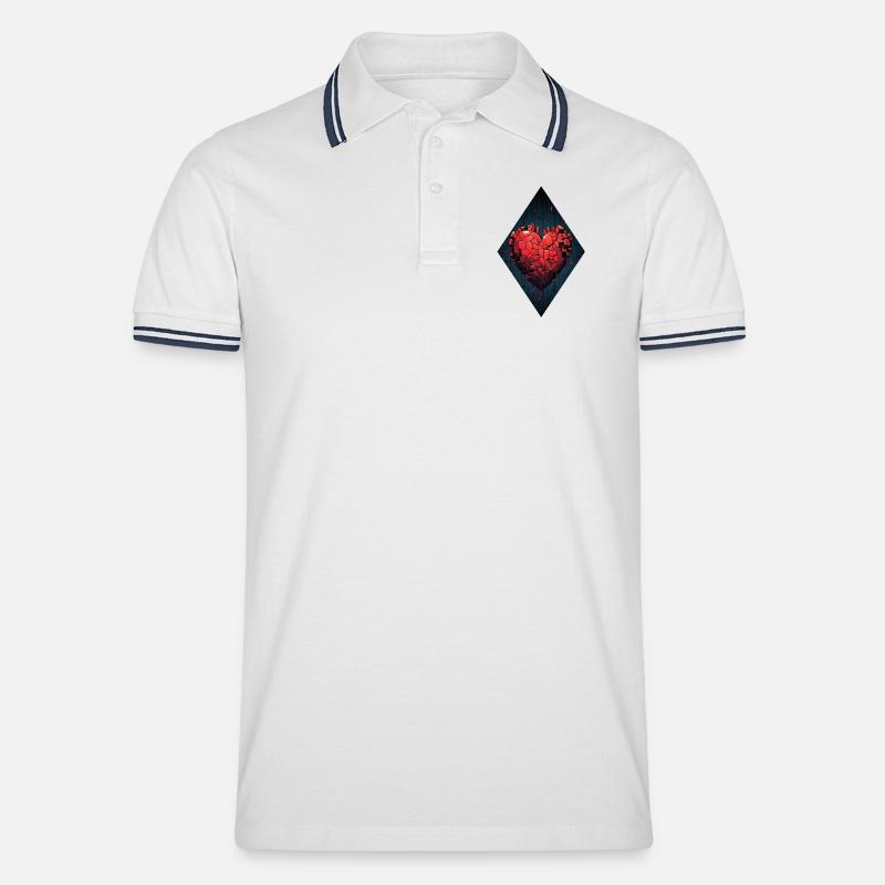 Wiedergeburt eines Herzens - Männer Tipped Poloshirt - Weiß/Navy