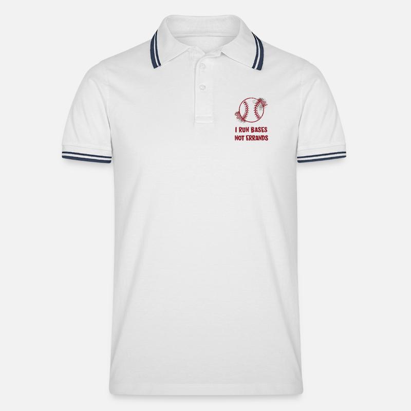 I Run Bases Not Errands Baseball - Männer Tipped Poloshirt - Weiß/Navy