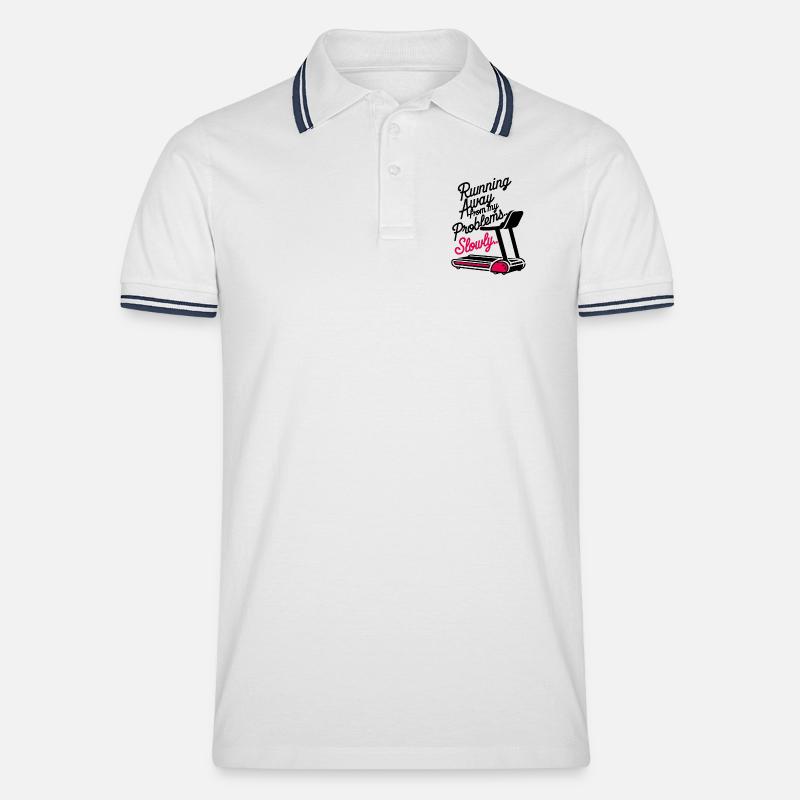 Running from Problems - Slowly - Männer Tipped Poloshirt - Weiß/Navy