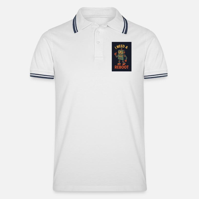 Reboot retro KI Roboter - Männer Tipped Poloshirt - Weiß/Navy