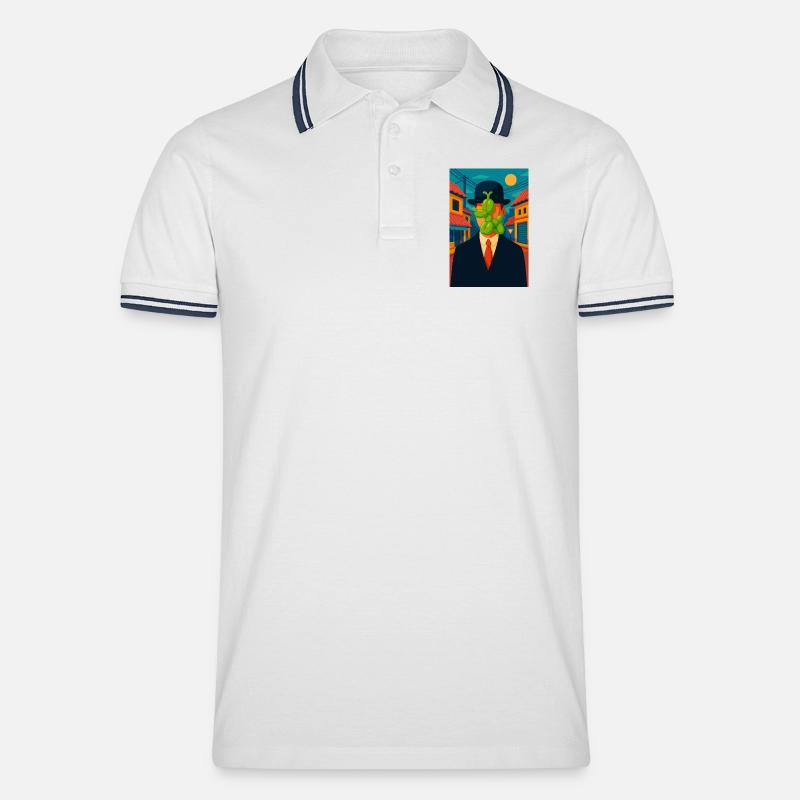 Mann (mit einem geschwollenen Hund) - Männer Tipped Poloshirt - Weiß/Navy