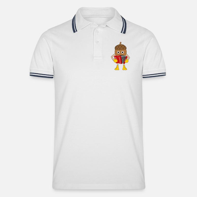 Knopf Akkordeonmutter - Männer Tipped Poloshirt - Weiß/Navy