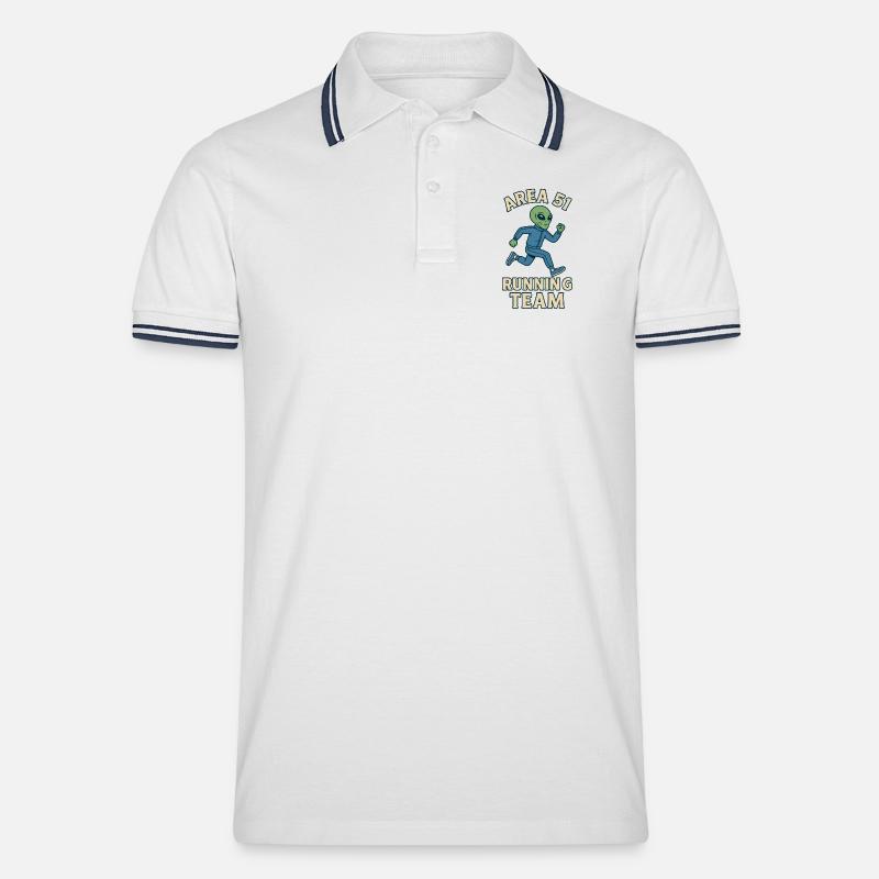 Alien Laufteam Area 51 Design - Männer Tipped Poloshirt - Weiß/Navy