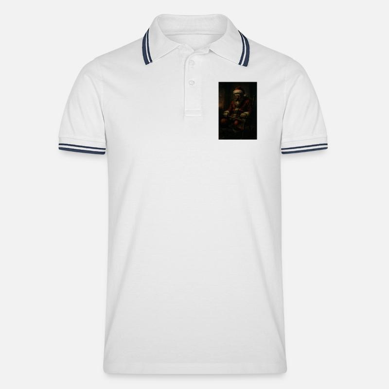 Dunkler Weihnachtsmann mit Axt - Männer Tipped Poloshirt - Weiß/Navy