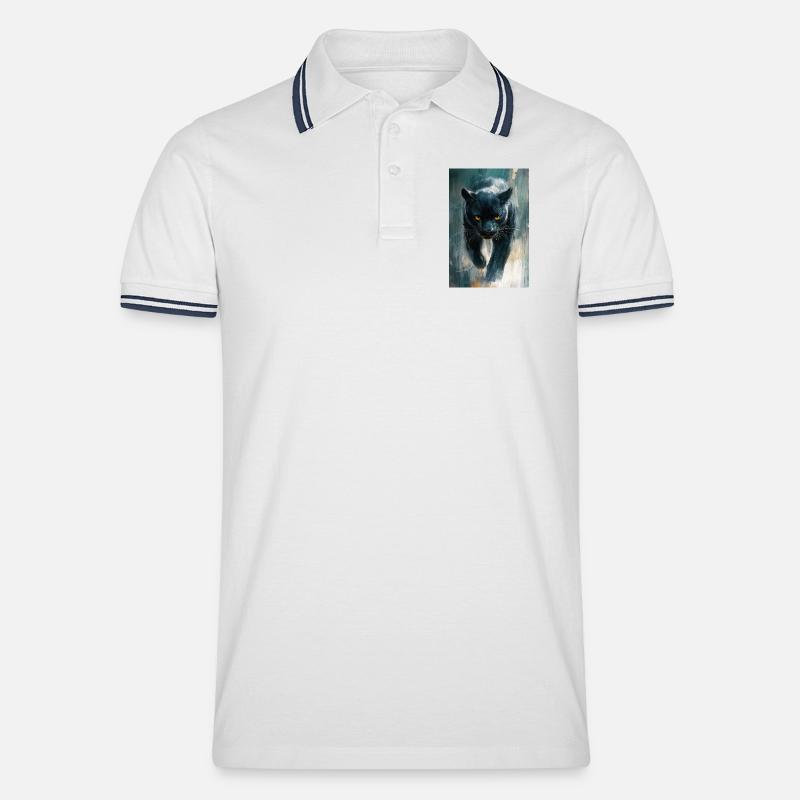Illustration eines Panthers - Männer Tipped Poloshirt - Weiß/Navy