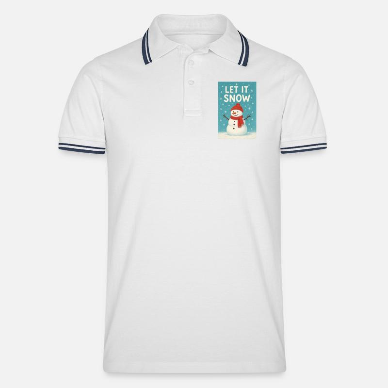 Let It Snow Snowman Design - Männer Tipped Poloshirt - Weiß/Navy