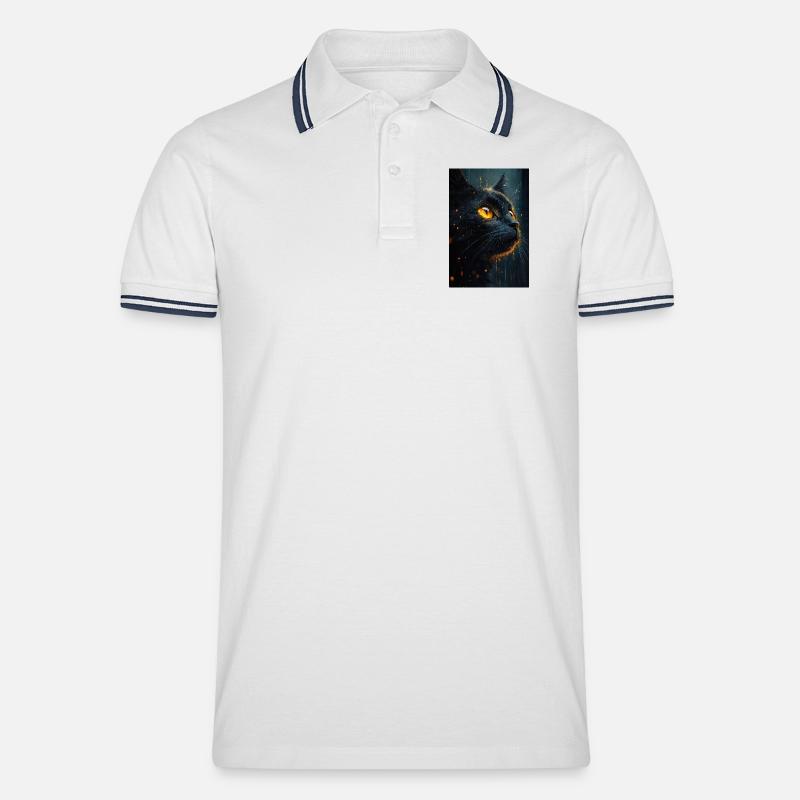 Illustration einer Katze - Männer Tipped Poloshirt - Weiß/Navy