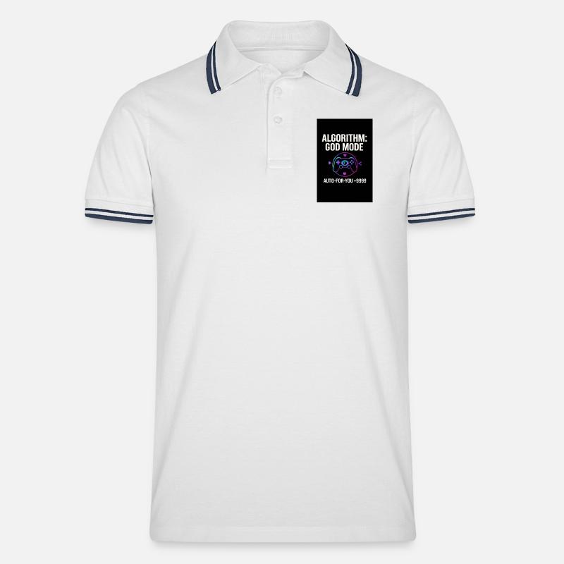 Algorithm God Mode - Men's Tipped Polo Shirt - white/navy