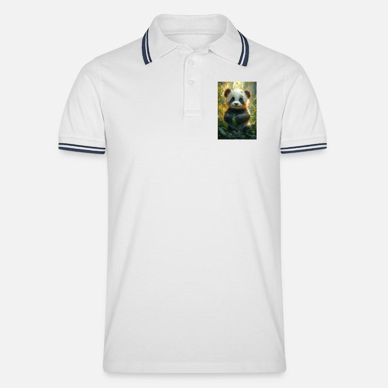 Illustration eines Pandas - Männer Tipped Poloshirt - Weiß/Navy