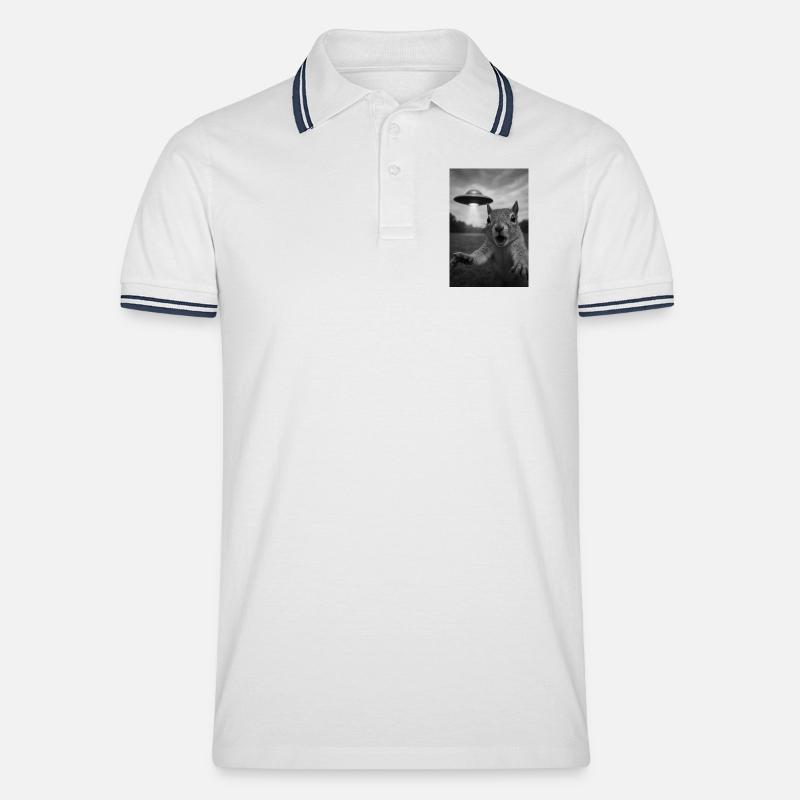 UFO Eichhörnchen Begegnung - Männer Tipped Poloshirt - Weiß/Navy