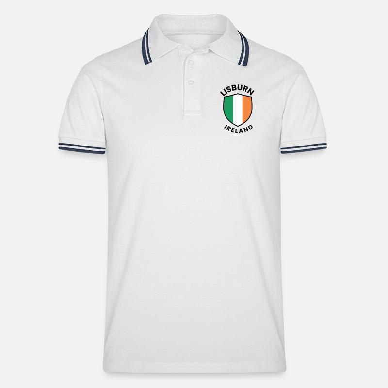 Lisburn-Flagge Irlands Schild - Männer Tipped Poloshirt - Weiß/Navy