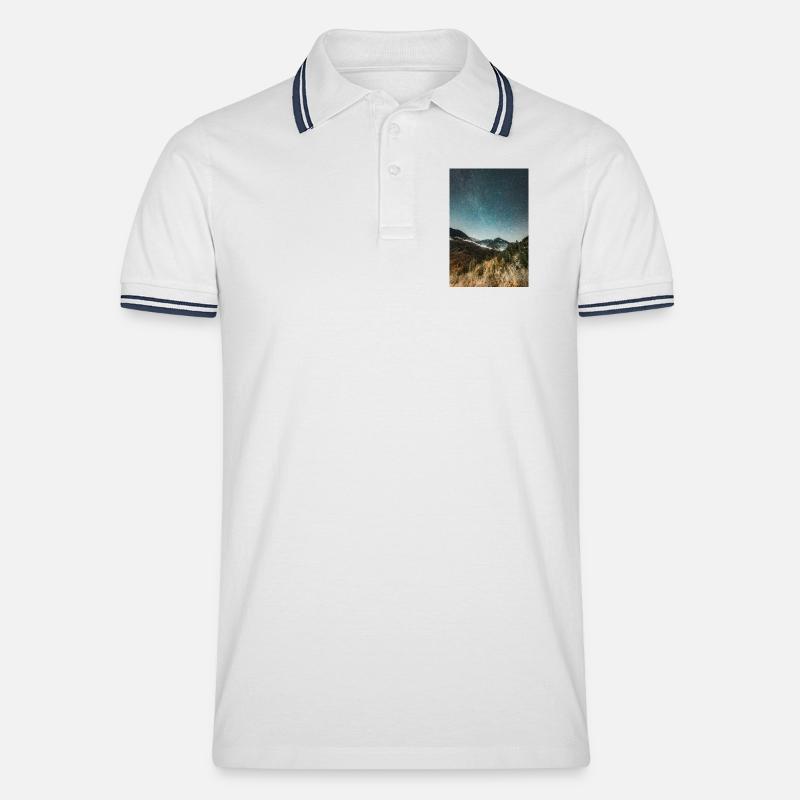 Die Milchstraße oberhalb der Agrafa-Berge - Männer Tipped Poloshirt - Weiß/Navy