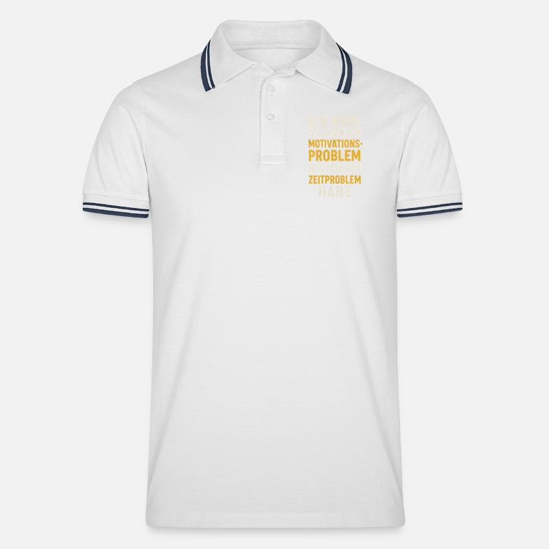 Motivationsproblem Bis Zeitproblem Spruch - Männer Tipped Poloshirt - Weiß/Navy