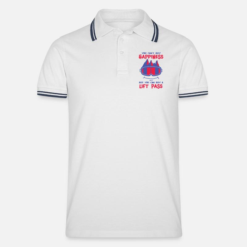 Pista Happiness Ski Snowboard Mountains - Polo per uomo - bianco/navy