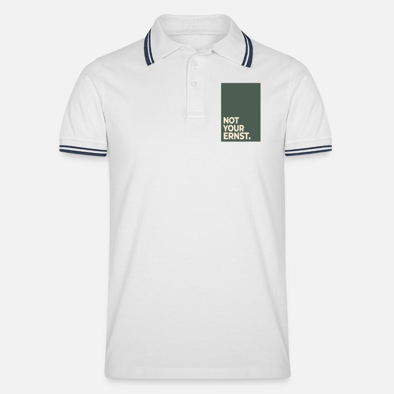 Not Your Ernst – Moss Green Statement - Männer Tipped Poloshirt - Weiß/Navy