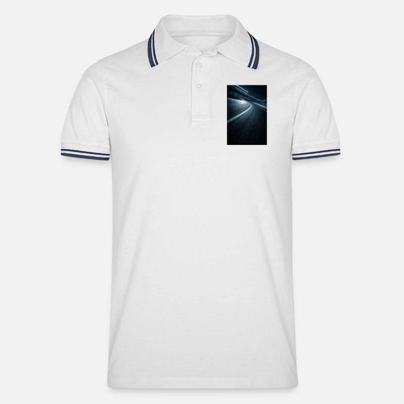 Neonkurve Mitternachtsstraße - Männer Tipped Poloshirt - Weiß/Navy