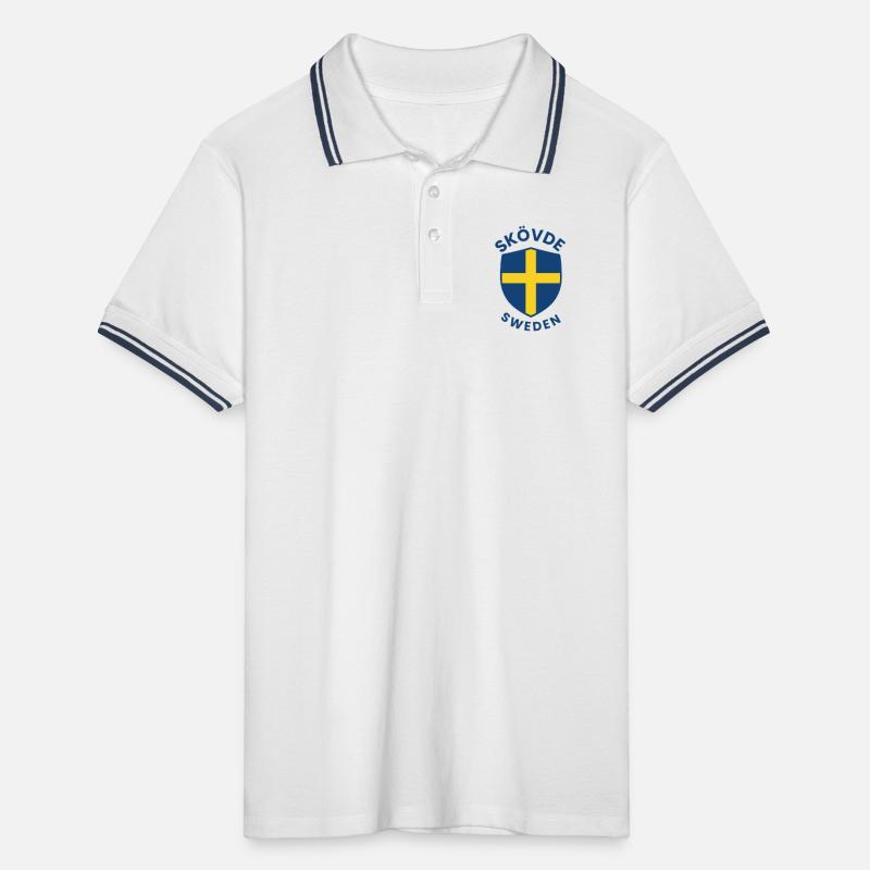 Skövde Shield Emblem Print Men's Tipped Polo Shirt
