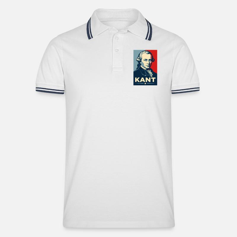Ritratto del filosofo retrò di Immanuel Kant - Polo per uomo - bianco/navy