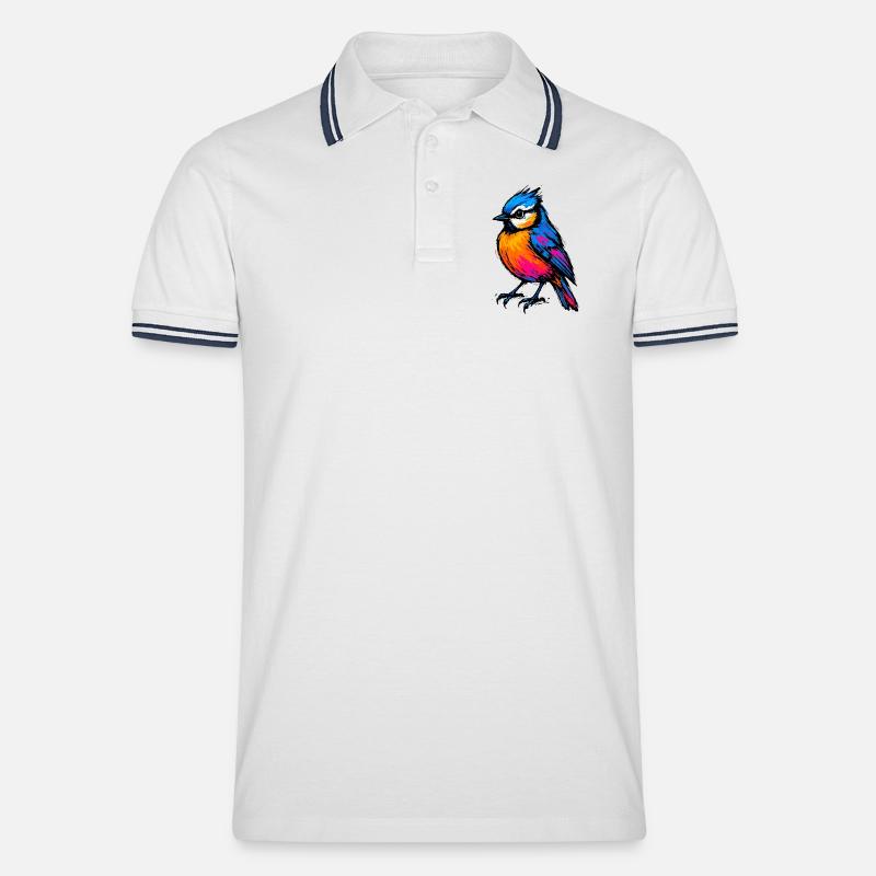 Pop Art: Der Farbausbruch - Männer Tipped Poloshirt - Weiß/Navy