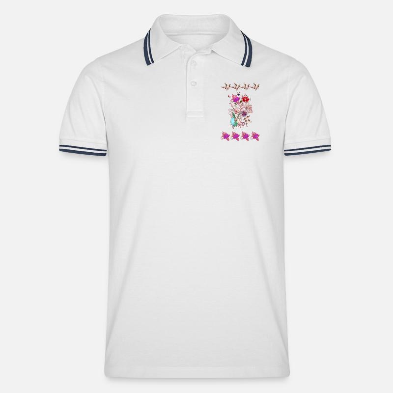 Fiori - Polo per uomo - bianco/navy