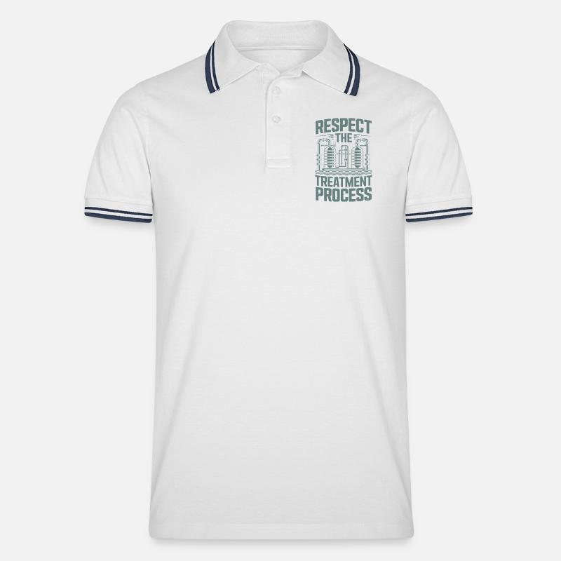 Respect The Treatment Process Wasseraufbereitung - Männer Tipped Poloshirt - Weiß/Navy