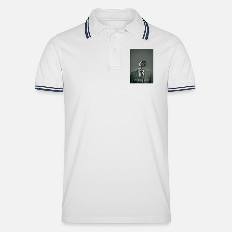 Privacy Is An Illusion Poster Minimal - Männer Tipped Poloshirt - Weiß/Navy
