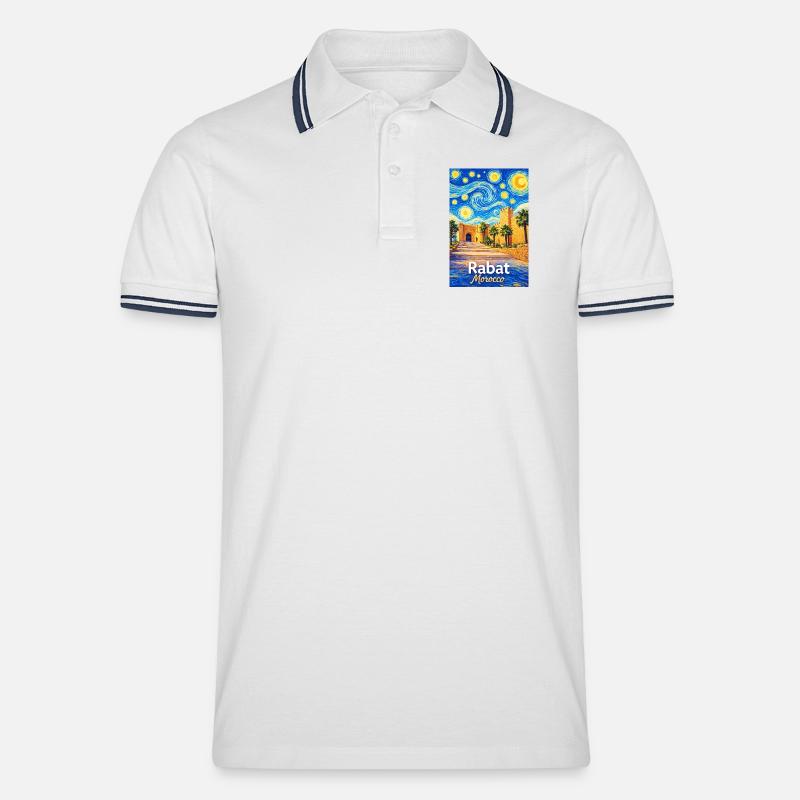 Rabat Morocco Starry Night - Männer Tipped Poloshirt - Weiß/Navy