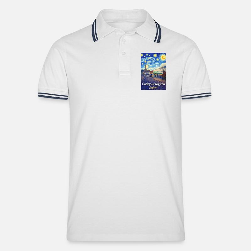 Oadby Wigston England Sternenstraßen - Männer Tipped Poloshirt - Weiß/Navy