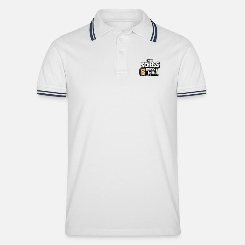 Nen Scheiss Muss Ich Igel - Männer Tipped Poloshirt - Weiß/Navy