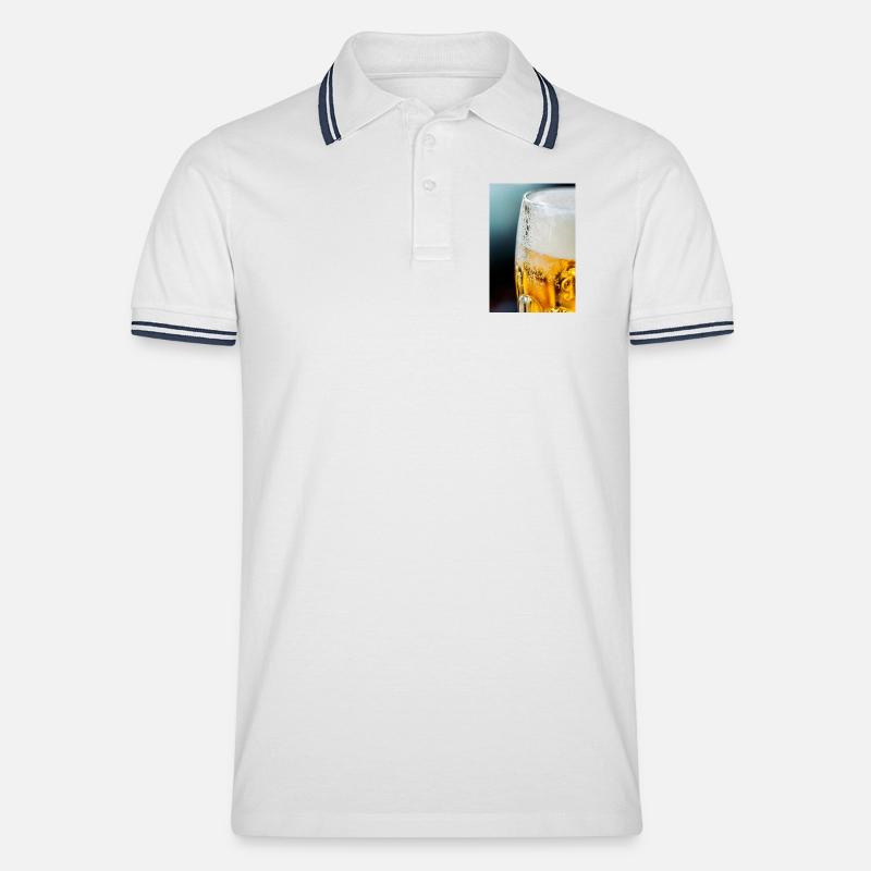 Lichtgold Bierglas Muster - Männer Tipped Poloshirt - Weiß/Navy