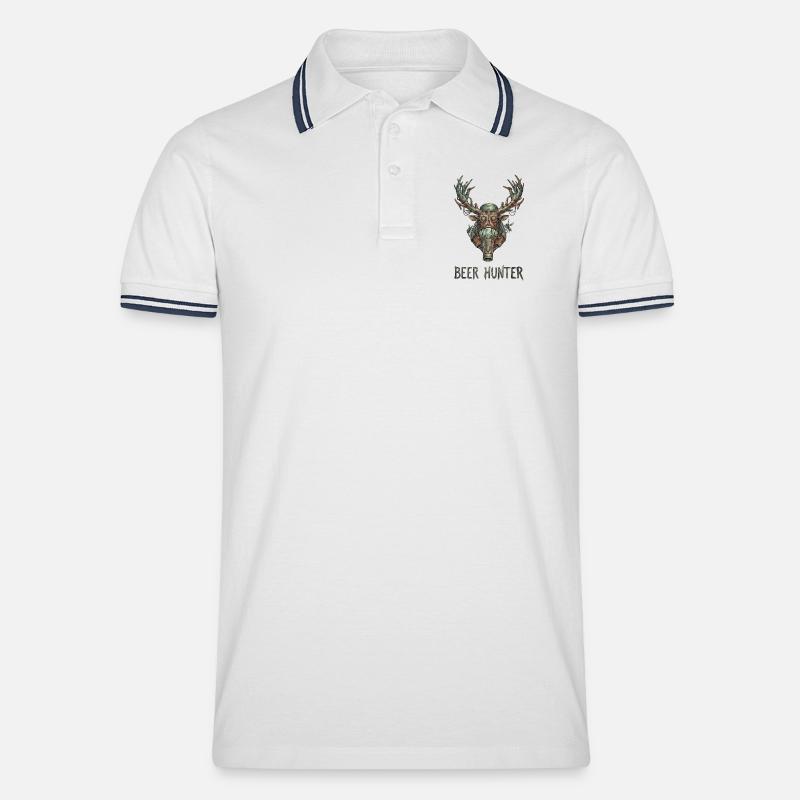 Steampunk-Bierjäger - Männer Tipped Poloshirt - Weiß/Navy
