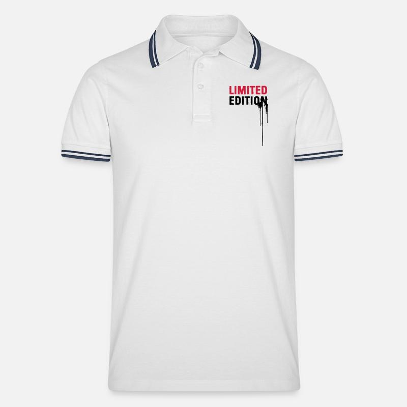 Limited Edition - Männer Tipped Poloshirt - Weiß/Navy