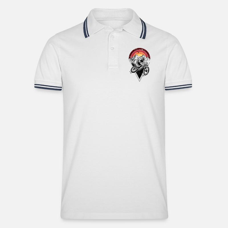 Sunset Ridge Silhouette Bogen - Männer Tipped Poloshirt - Weiß/Navy